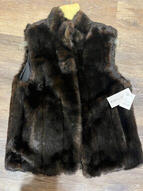 Dark Brown reversible grooved mink Vest